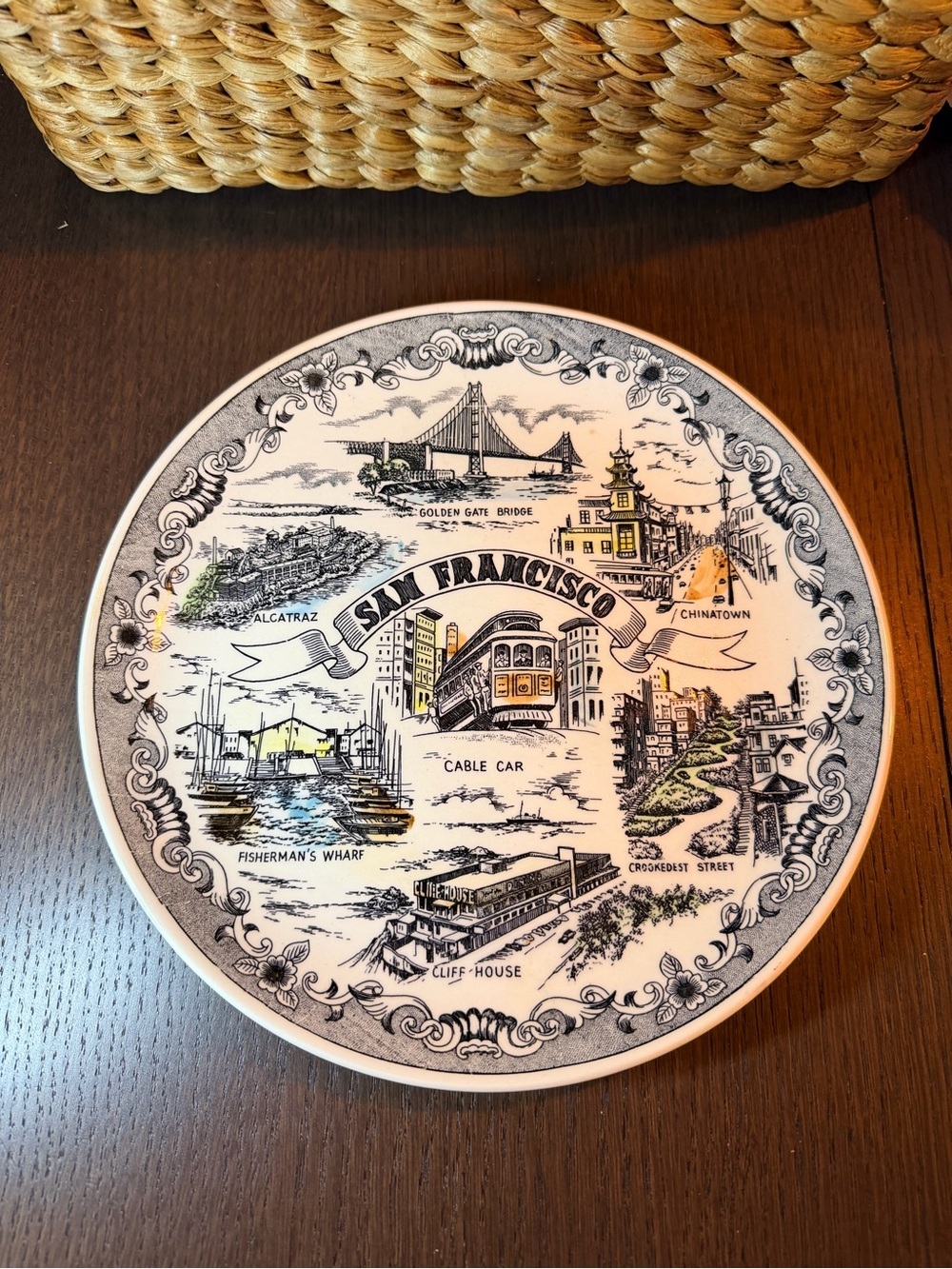 San Francisco Decorative Ceramic Plate - White and Black Design